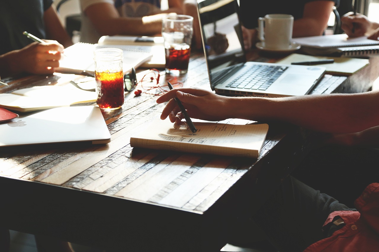 Business professionals with technology